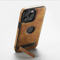 iPhone 14 14 plus 14 pro 14 pro max case kickstand leather brown back cover case