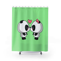 Shower Curtains - Cute panda green color | Bathroom decor