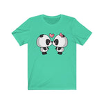 Women short sleeve shirt T shirt for women Tee for women Cute panda kissing