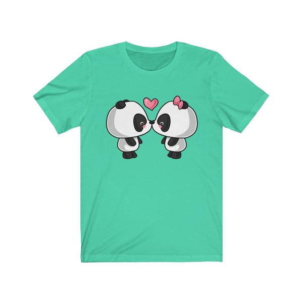 Women short sleeve shirt T shirt for women Tee for women Cute panda kissing