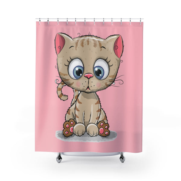 Shower Curtains - Cute kitty pink color | Bathroom decor
