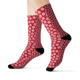 Christmas gifts - Snowflake red socks | Christmas socks women | Women socks