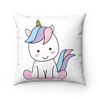Unicorn Sitting Spun Polyester Square Pillow | Cute sitting unicorn pillow