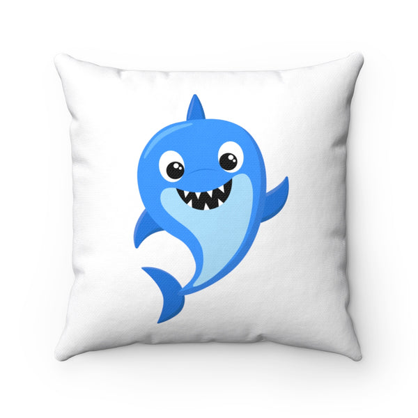 Baby Shark - Blue Spun Polyester Square Pillow | Baby Shower Gift