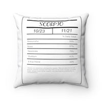 Scorpio Spun Polyester Square Pillow | Horoscope Pillow