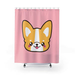 Shower Curtains - Cute corgi head pink color | Bathroom decor