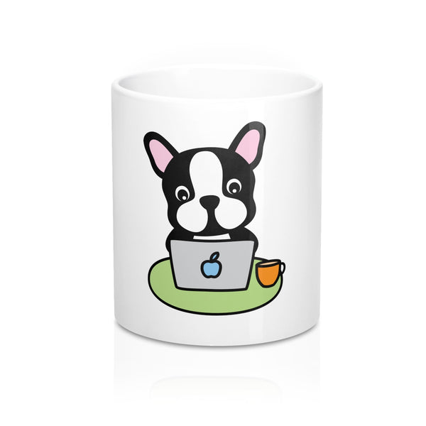 Fathers Day Gift - Personalized Coffee Mug with Laptop Bulldog Dad