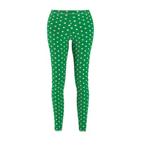 Leggings for women - White dot green xmas pant | Women leggings | Yoga pant | Christmas leggings