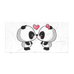 Beach towel - Cute kissing Panda | Custom beach towel | Personalized beach towel