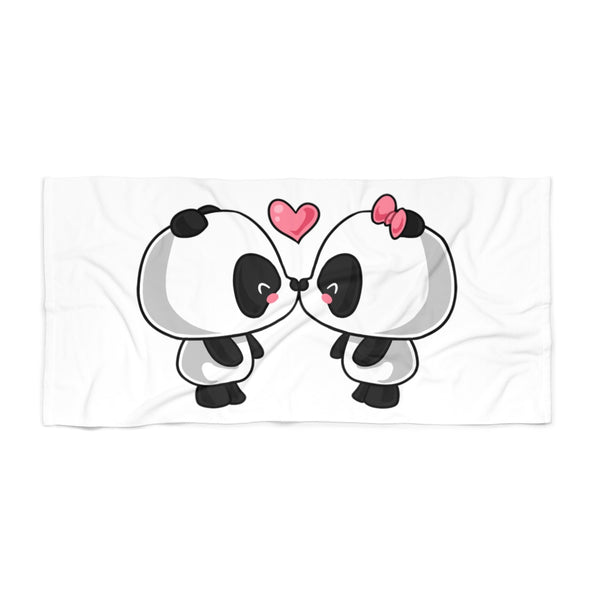 Beach towel - Cute kissing Panda | Custom beach towel | Personalized beach towel