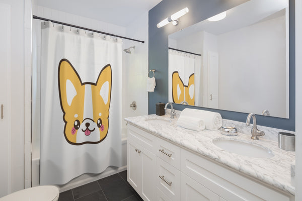 Shower Curtains - Cute corgi head white color | Bathroom decor