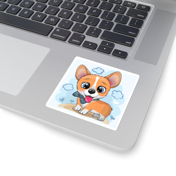 Laptop Sticker - Cute Corgi with background