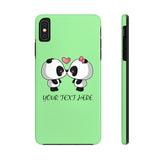 iPhone X cases - Green color cute kissing panda | iPhone cases mate tough | Personalized iPhone cases