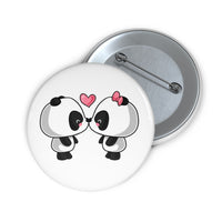 Personalized pin button - Cute panda kissing | Custom Pin | Personalized gift