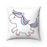 Unicorn Jumping Spun Polyester Square Pillow | Cute Jumping Unicorn Pillow