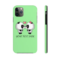 iPhone X cases - Green color cute kissing panda | iPhone cases mate tough | Personalized iPhone cases