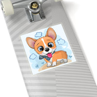 Laptop Sticker - Cute Corgi with background