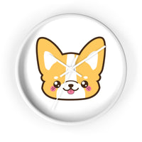 Wall clock cute corgi with no lines