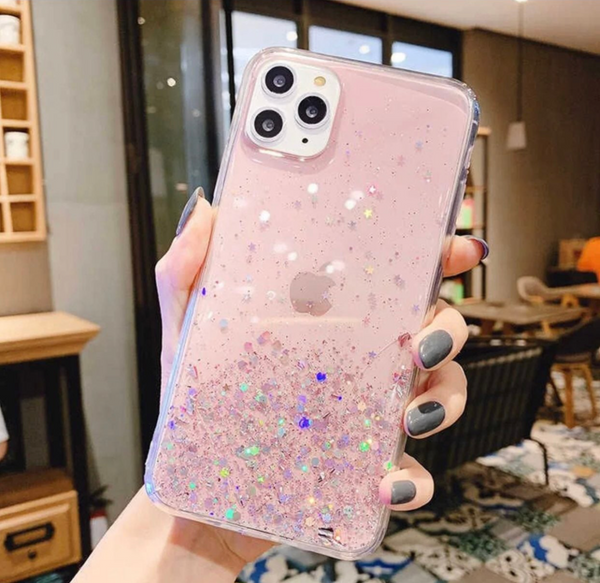 For iPhone 13 / 13 mini / 13 pro / 13 pro max pink glitter clear case ...