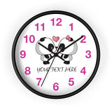 Custom Wall clock - Cute panda kissing | Custom wall clock | Personalized clock