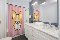 Shower Curtains - Cute corgi pink color | Bathroom decor