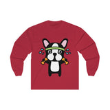Men long sleeve shirt with workout bull dog Long sleeve cotton tee