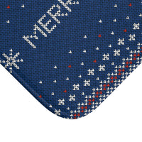 Christmas decorations - Blue Christmas Knitted Mat | Custom bath mat | Christmas gift