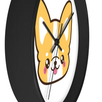 Wall clock cute corgi with no lines