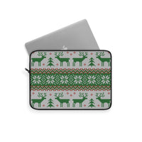 Christmas laptop sleeve - Green Reindeer