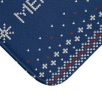 Christmas decorations - Blue Christmas Knitted Mat | Custom bath mat | Christmas gift