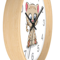 Wall clock with cute kitty printed