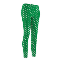 Leggings for women - White dot green xmas pant | Women leggings | Yoga pant | Christmas leggings