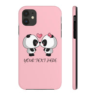 iPhone 8 plus cases - Pink color cute kissing panda | iPhone cases mate tough | Personalized iPhone cases
