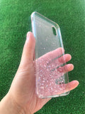 For iPhone x / xr / xs / xs max pink glitter clear case