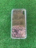 For iPhone x / xr / xs / xs max pink glitter clear case