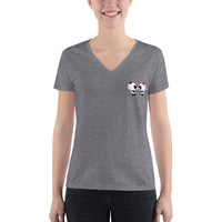 Panda Kiss V-Neck T-Shirt with Tear Away Label
